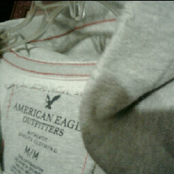AE American Eagle Hoodie Gray Distressed - Picture 2 of 9